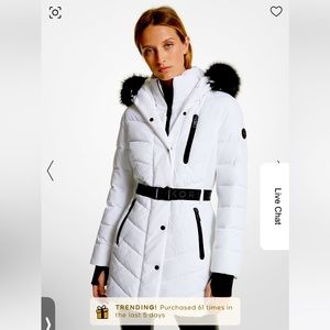 MICHAEL KORS MK Faux Fur Trim Quilted Puffer Coat Jacket New NWT $350